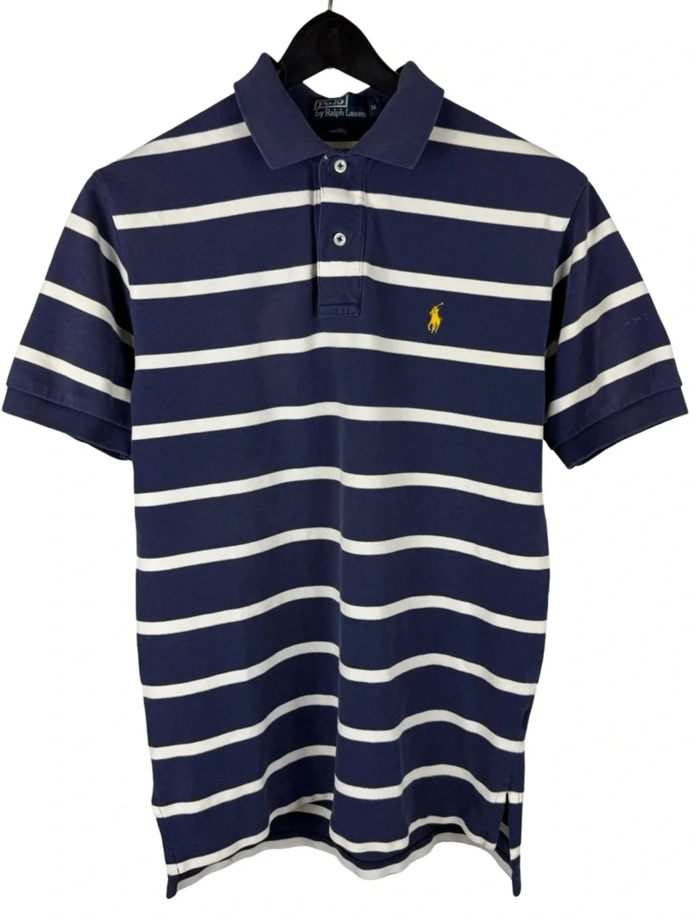 Vintage 2000s Polo Ralph Lauren Small Pony Blue Striped Polo Shirt Size M
